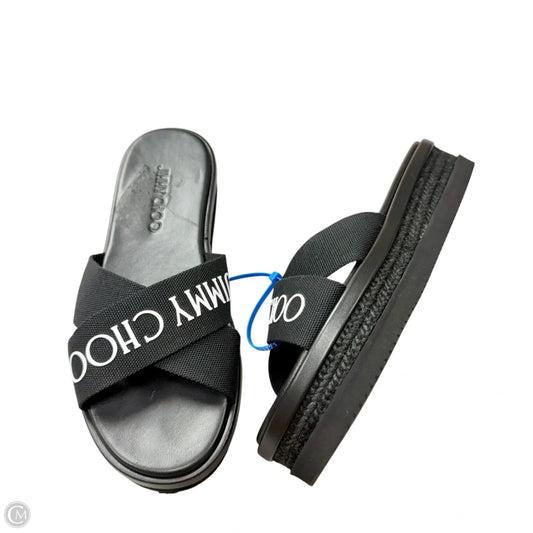Sandals Luxury Designer By Jimmy Choo In Black, Size: 7.5