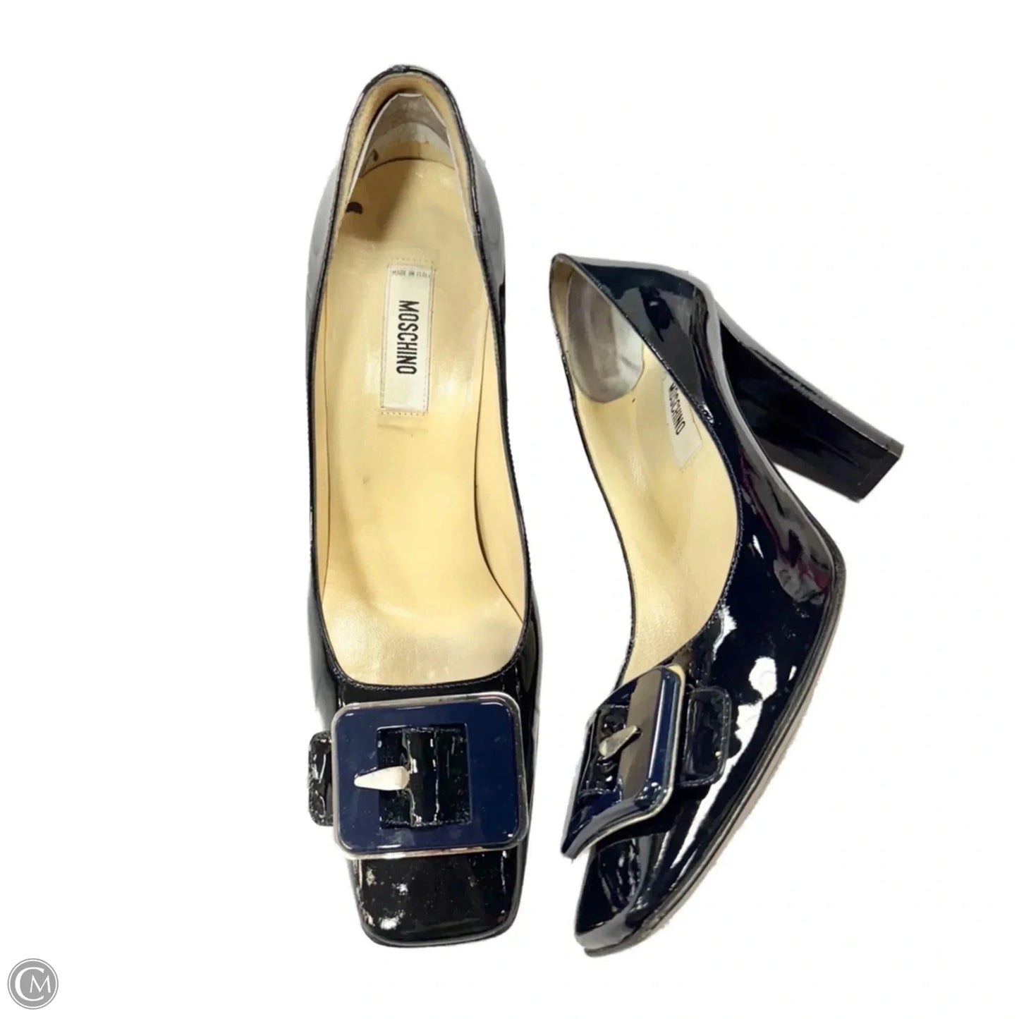 Shoes Luxury Designer By Moschino In Black, Size: 8.5