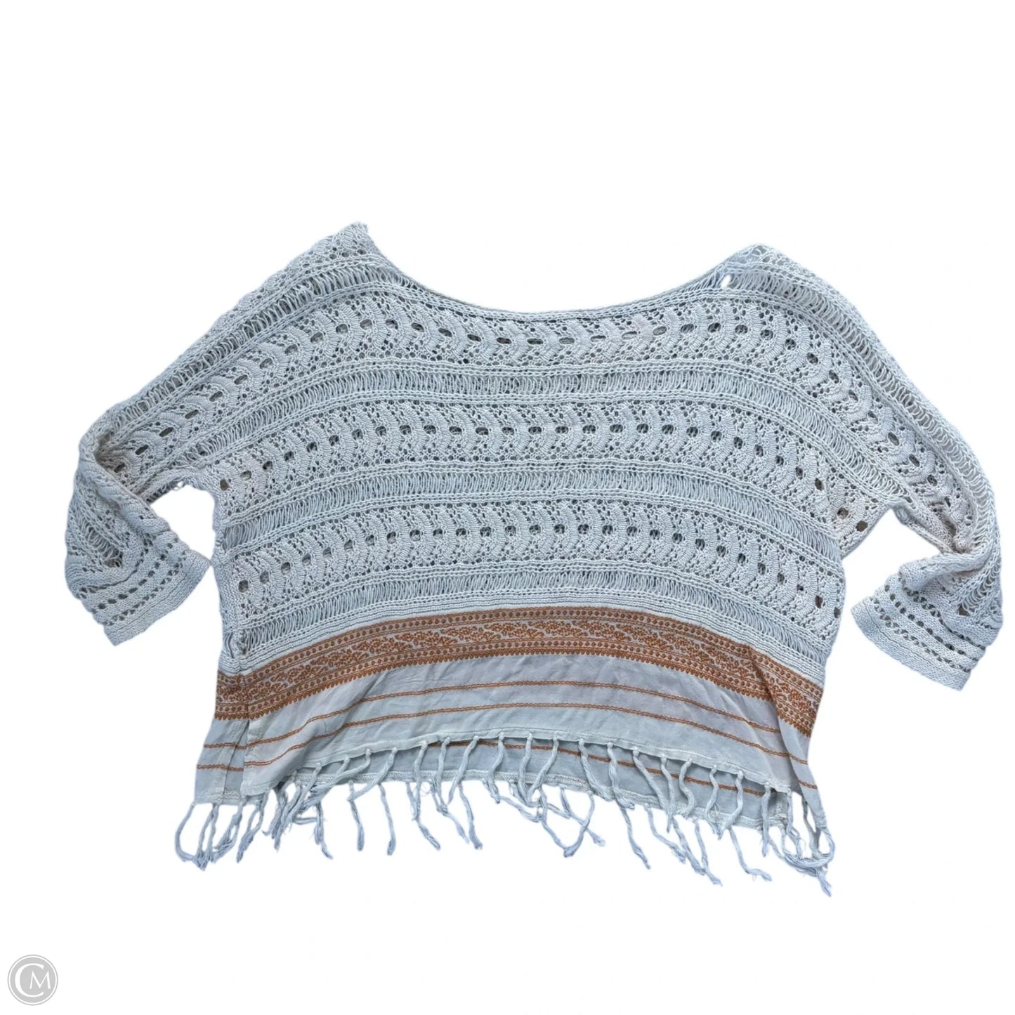 Sweater Short Sleeve By Free People In Cream & Orange, Size: Xs