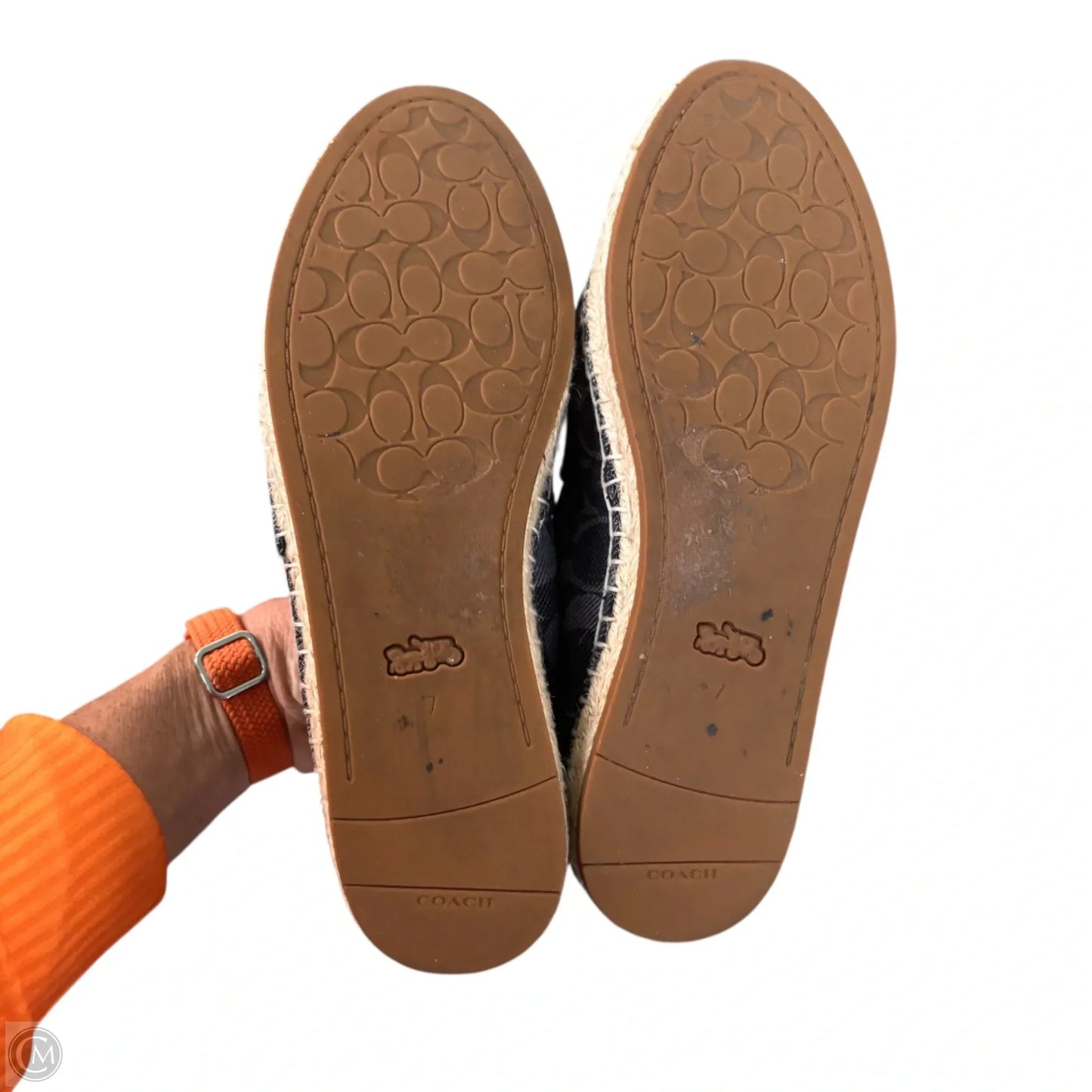 Shoes Designer By Coach In Blue & Tan, Size: 7