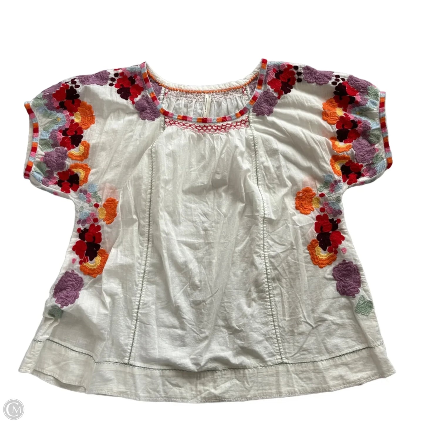 Top Short Sleeve By Anthropologie In White, Size: M