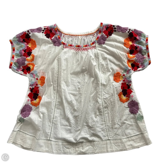 Top Short Sleeve By Anthropologie In White, Size: M