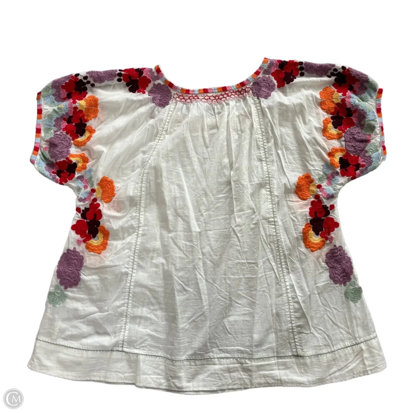 Top Short Sleeve By Anthropologie In White, Size: M