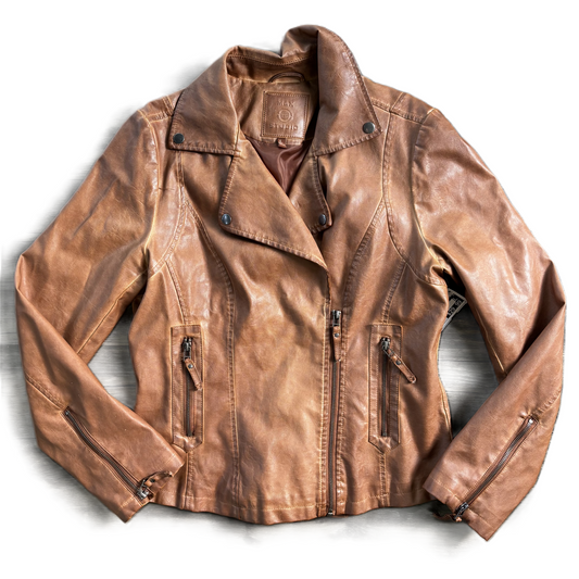 Jacket Leather By Max Studio In Brown, Size: L