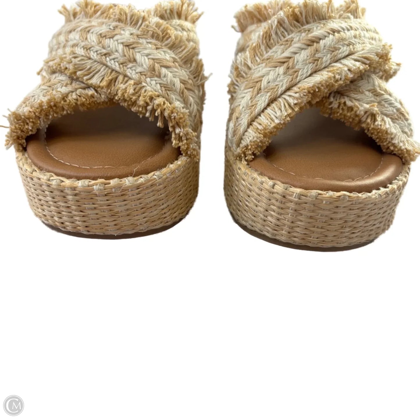 Sandals Heels Block By Universal Thread In Tan & White, Size: 6