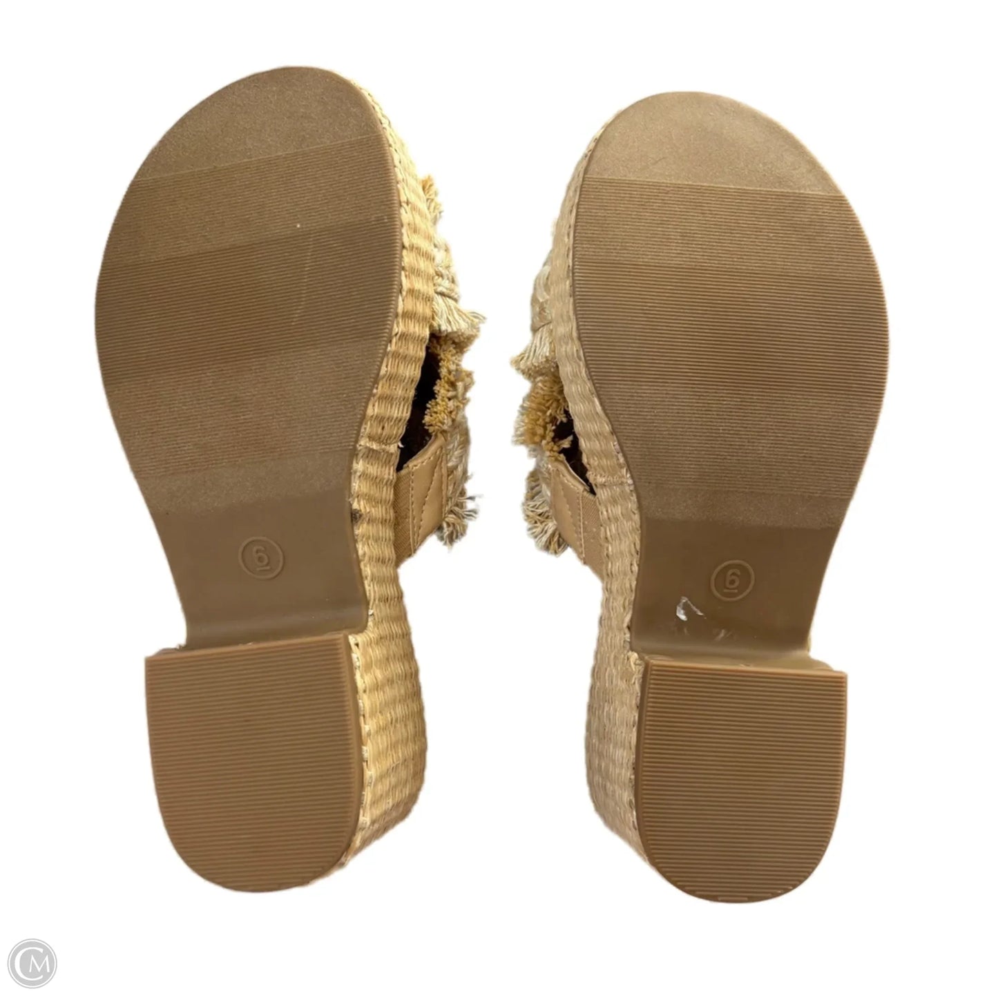 Sandals Heels Block By Universal Thread In Tan & White, Size: 6