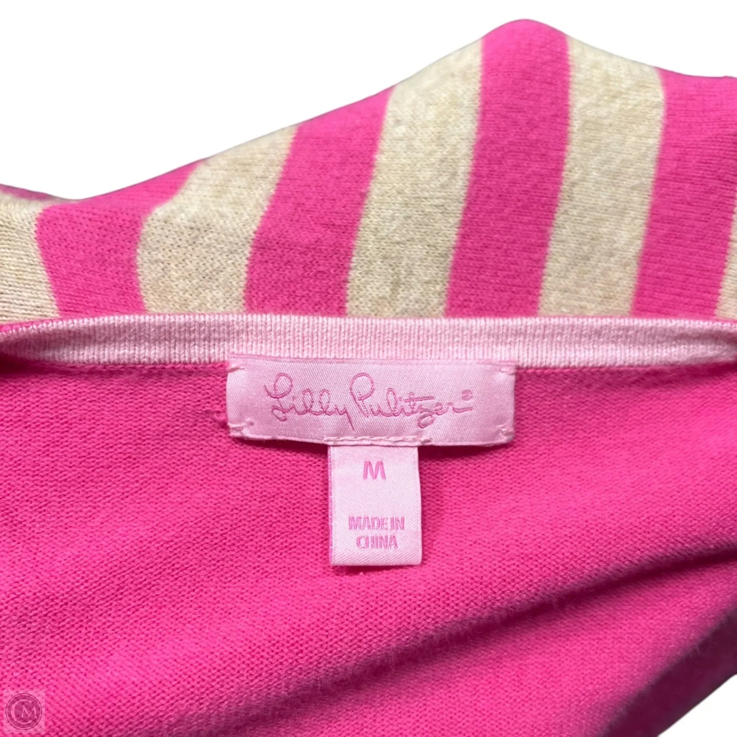 Top Long Sleeve Designer By Lilly Pulitzer In Pink & Tan, Size: M