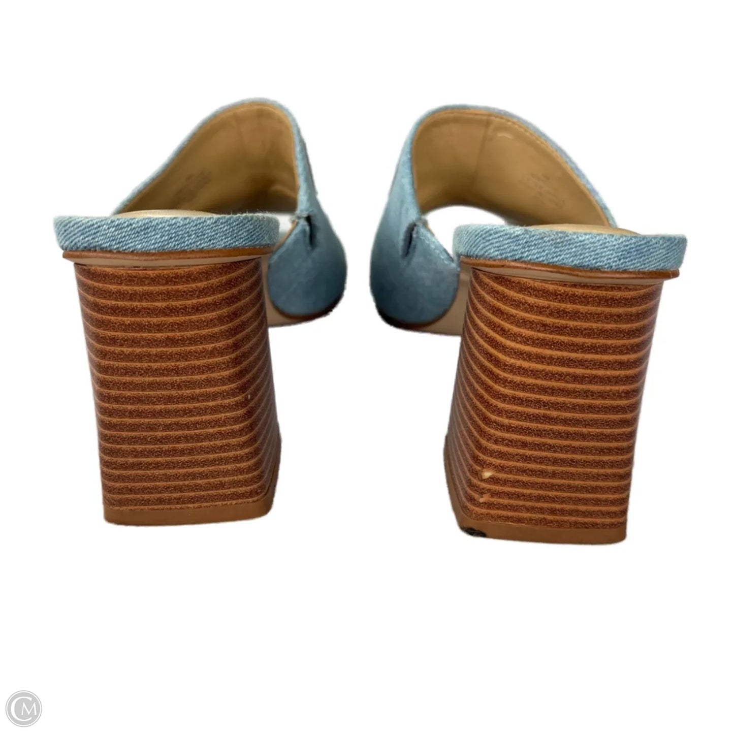 Sandals Heels Block By Nine West In Blue Denim, Size: 8