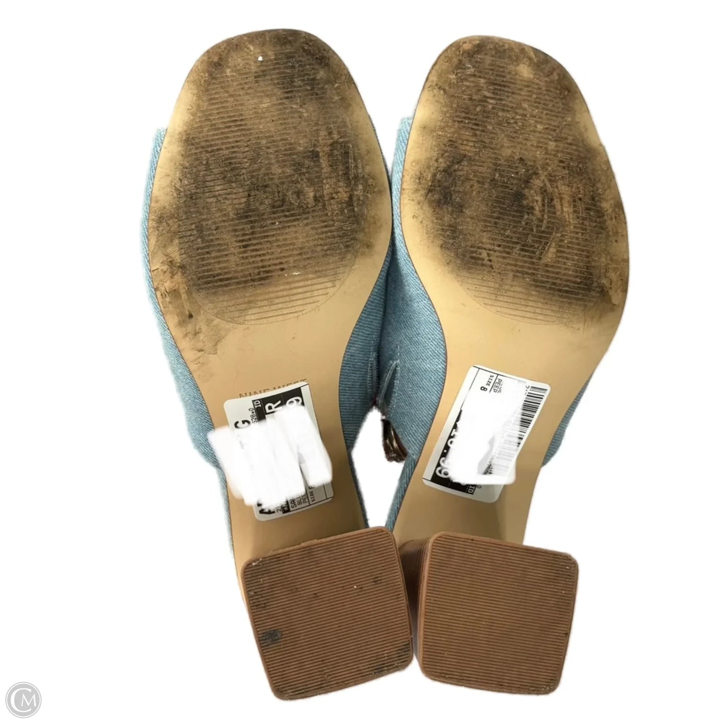 Sandals Heels Block By Nine West In Blue Denim, Size: 8