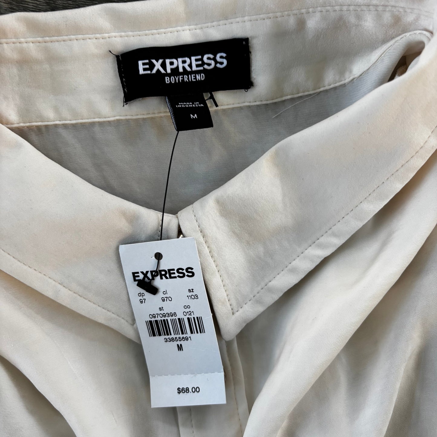 Blouse Long Sleeve By Express In Cream, Size: M