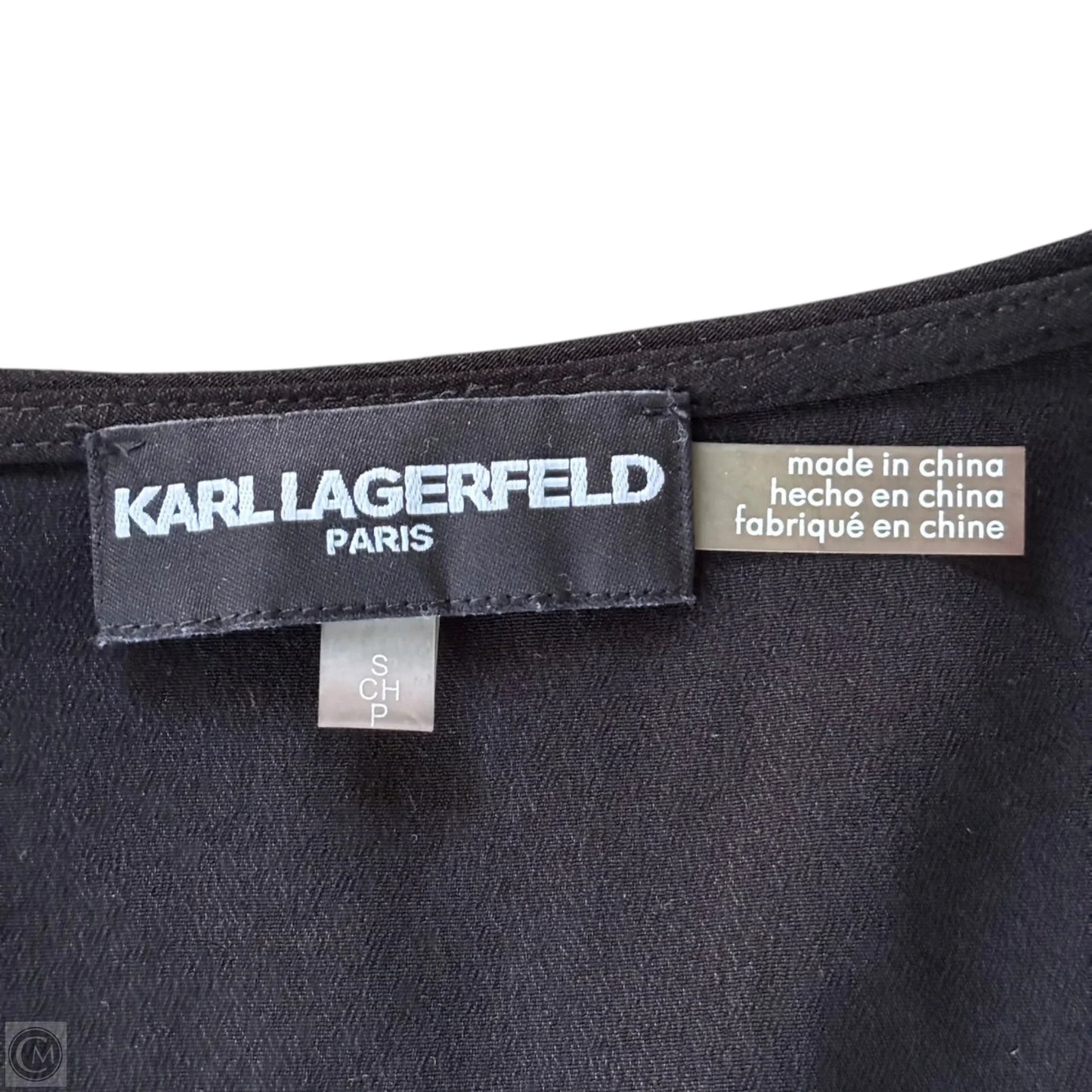 Top Long Sleeve Designer By Karl Lagerfeld In Black, Size: S