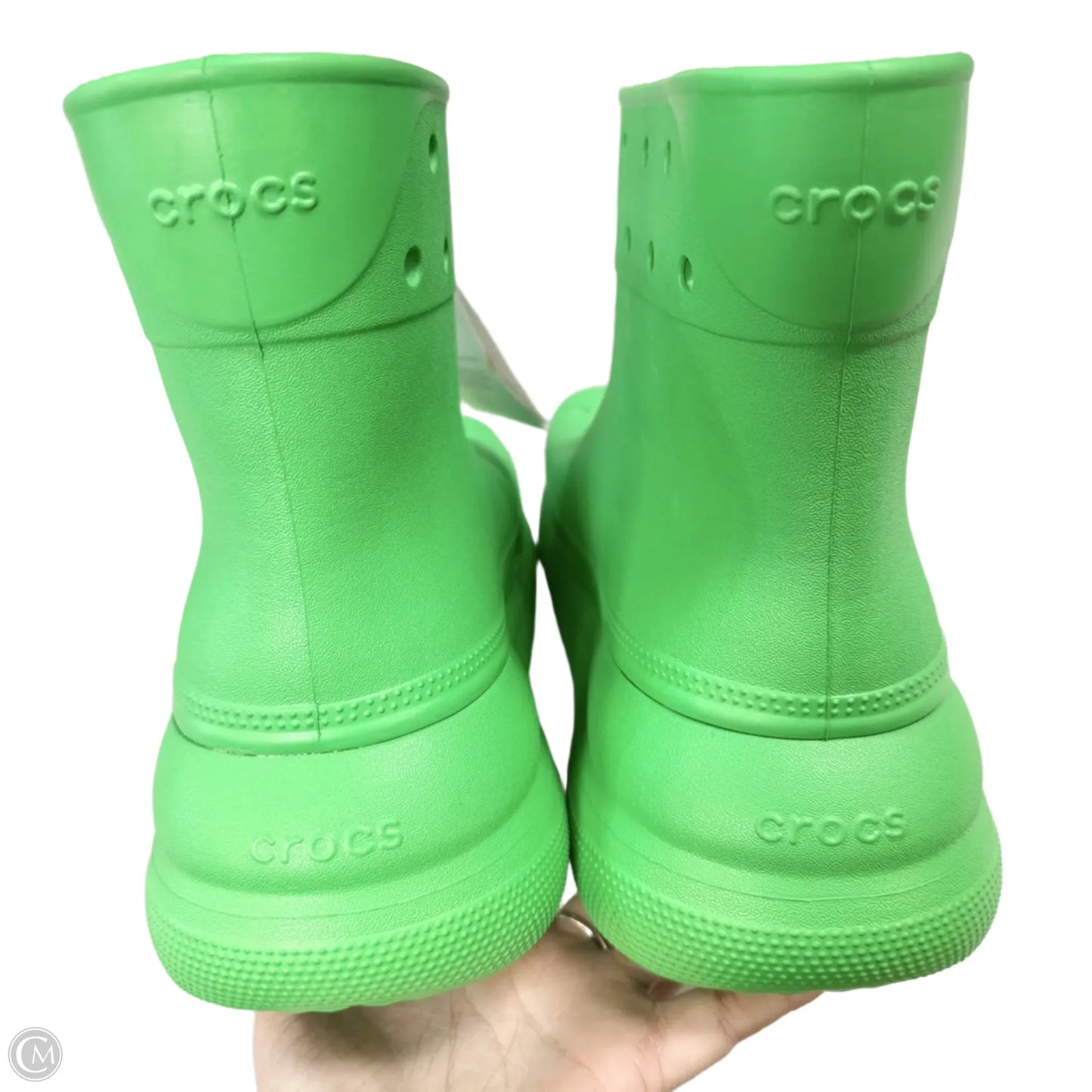 Boots Ankle Flats By Crocs In Green, Size: 11