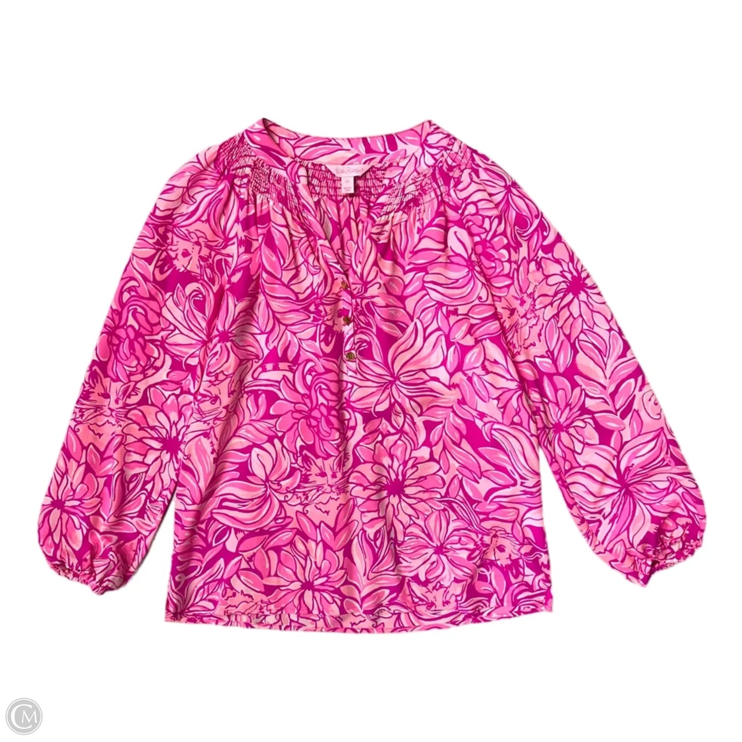 Top Long Sleeve Designer By Lilly Pulitzer In Pink & Purple, Size: Xs
