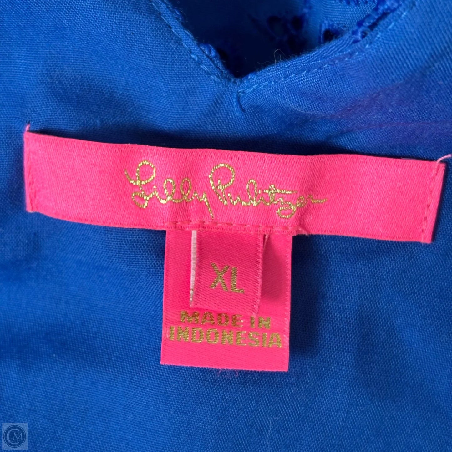 Top Short Sleeve Designer By Lilly Pulitzer In Blue, Size: Xl