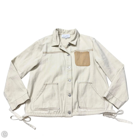Jacket Denim By Emory Park In Brown & Cream, Size: S