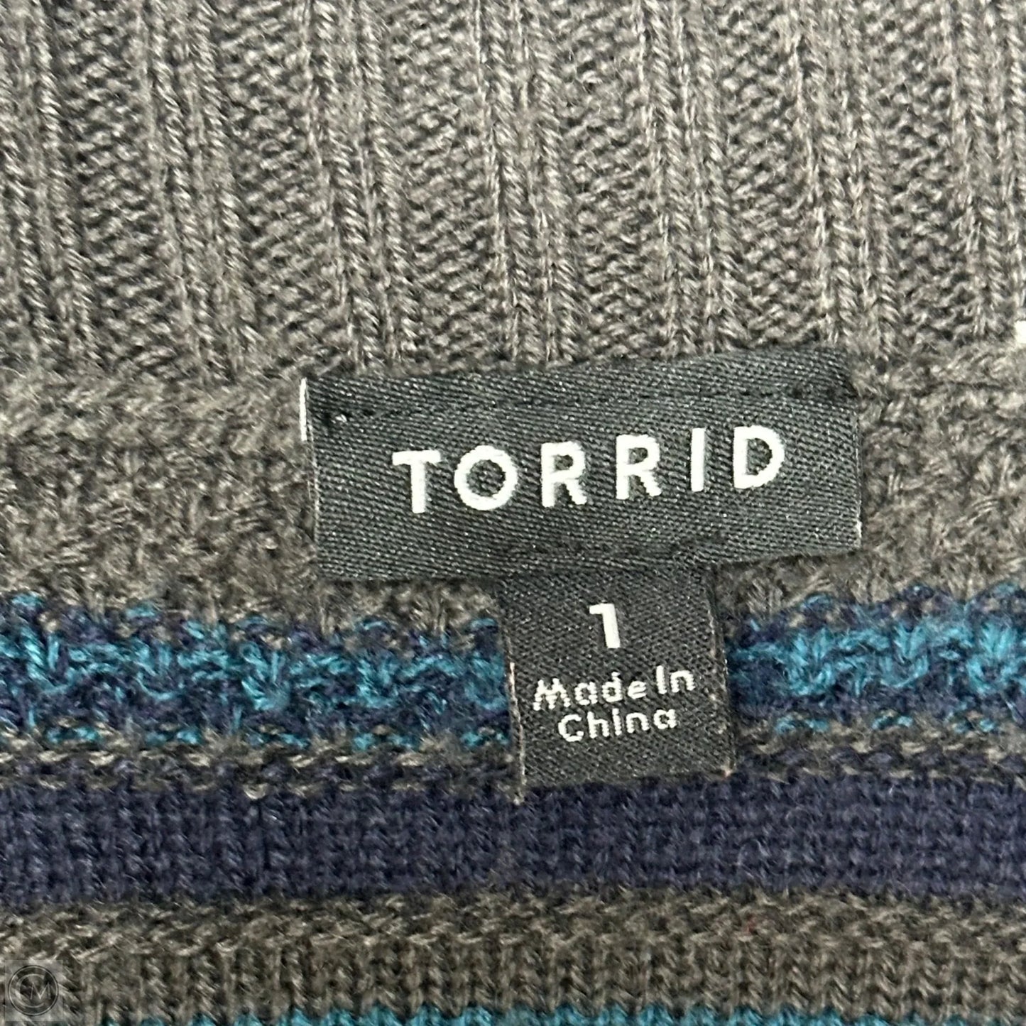 Sweater Cardigan By Torrid In Blue & Grey, Size: 1x