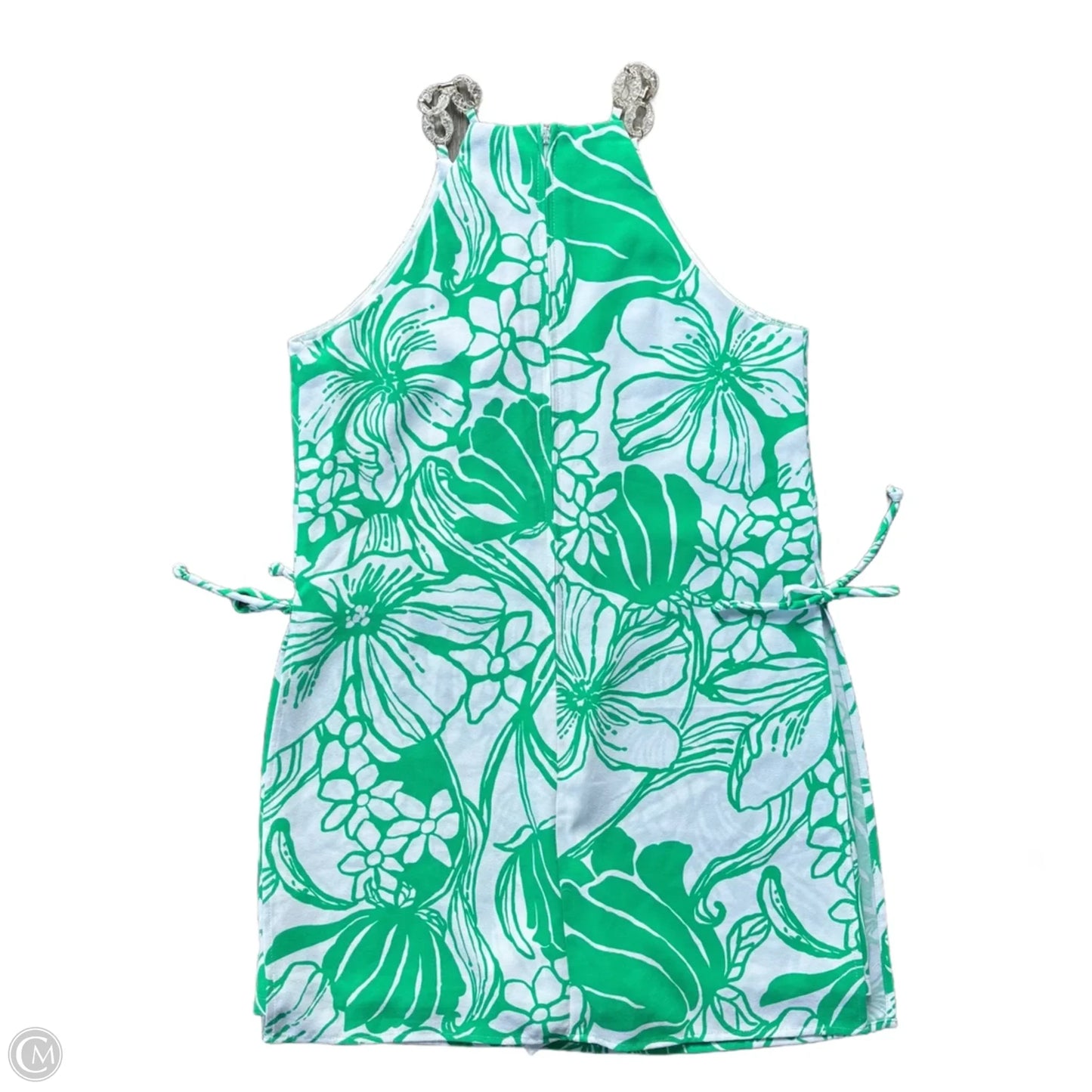 Romper Designer By Lilly Pulitzer In Green & White, Size: S