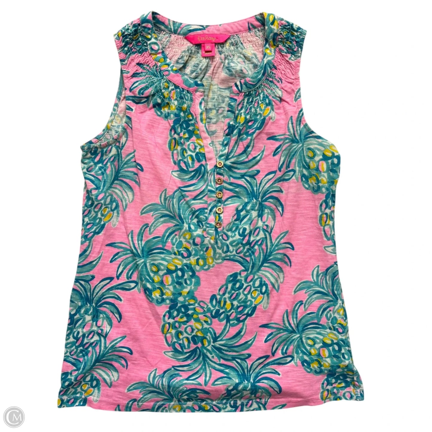 Top Sleeveless Designer By Lilly Pulitzer In Blue & Pink, Size: Xs