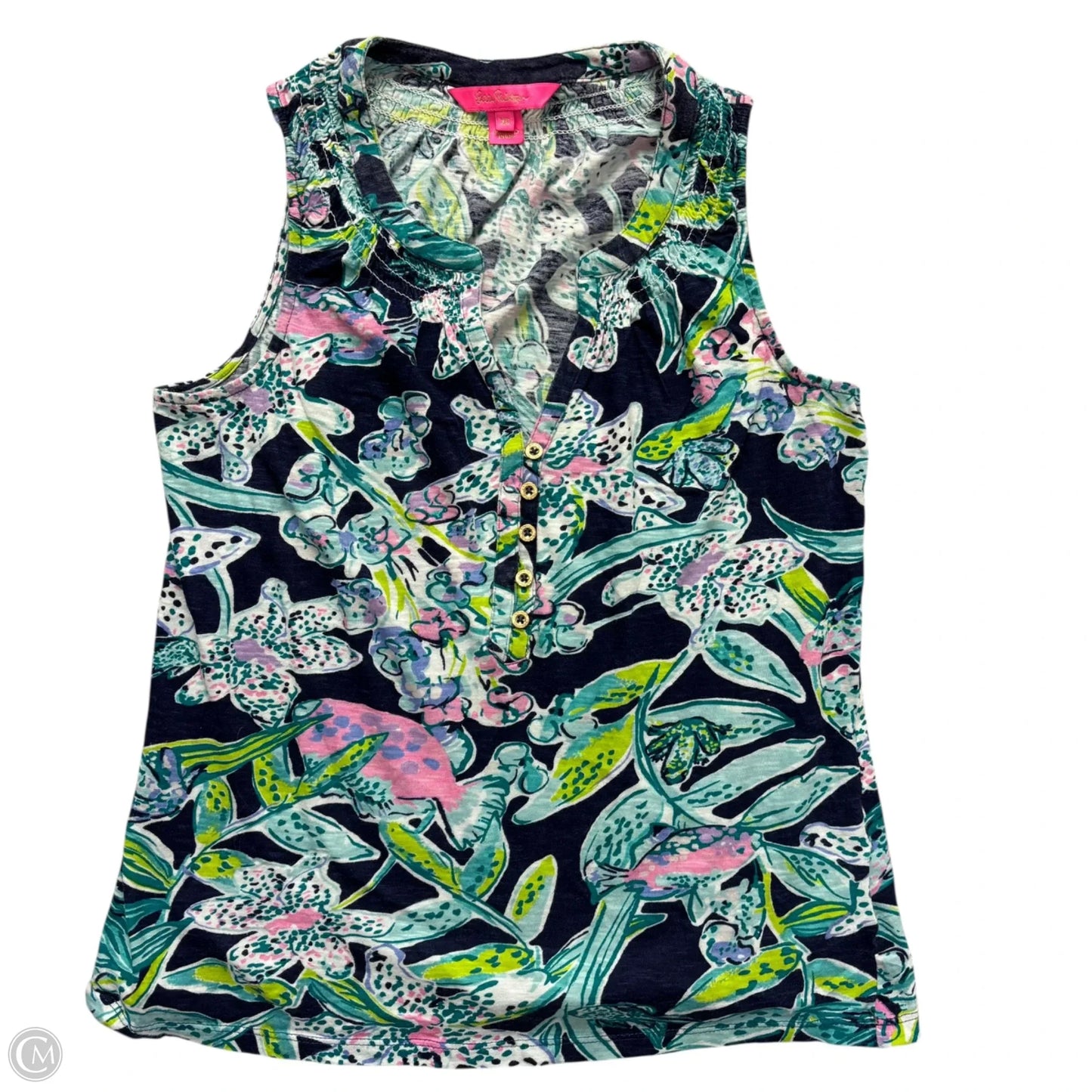 Top Sleeveless Designer By Lilly Pulitzer In Blue & Green, Size: Xs