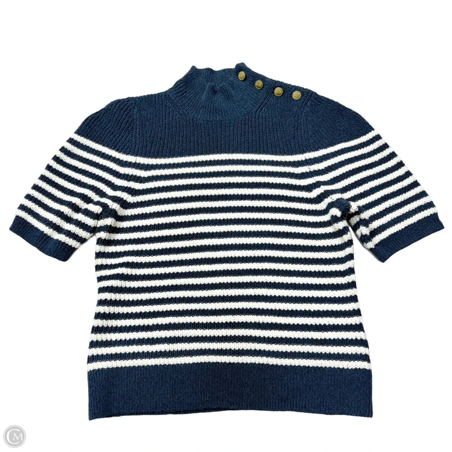 Sweater Short Sleeve By Maeve In Blue & White, Size: S