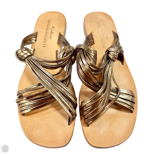 Sandals Flats By Anthropologie In Brown & Gold, Size: 9