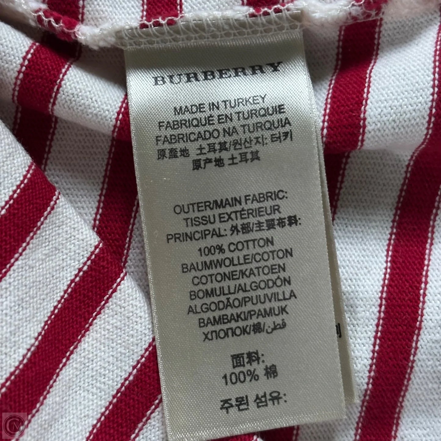 Top Long Sleeve Luxury Designer By Burberry In Striped Pattern, Size: L