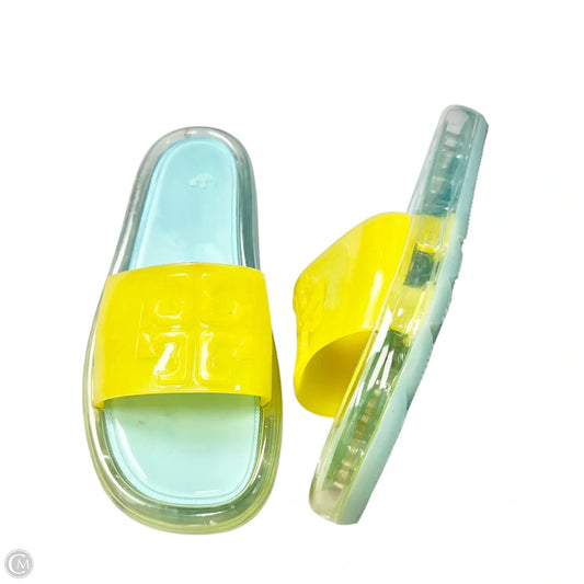 Sandals Designer By Tory Burch In Blue & Yellow, Size: 9