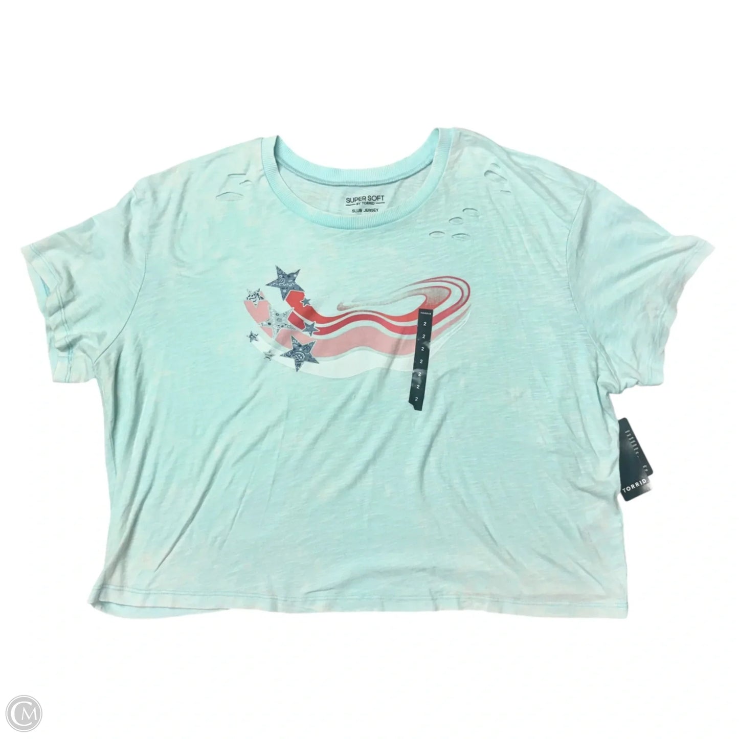 Top Short Sleeve By Torrid In Blue & Red & White, Size: 2x