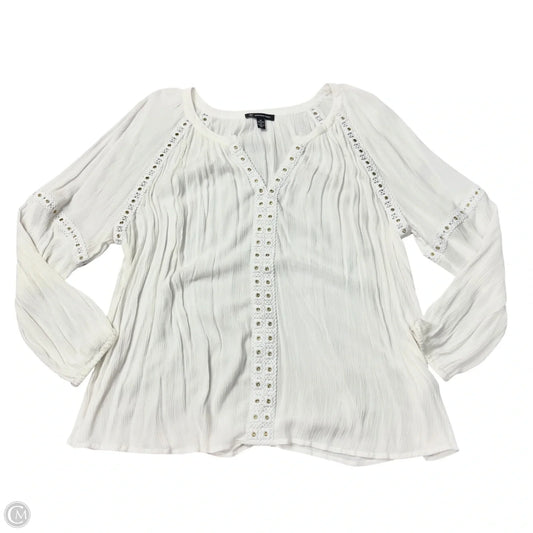 Top Long Sleeve By Inc In White, Size: 2x