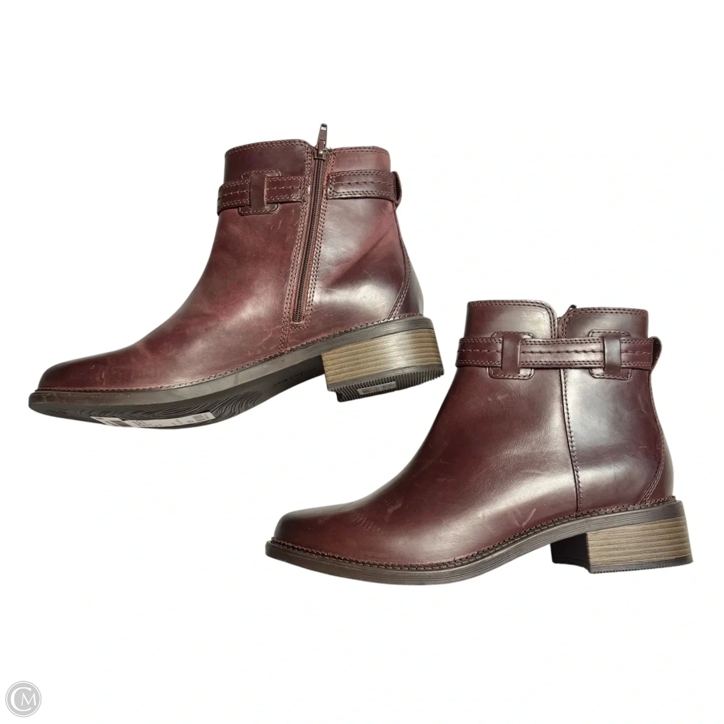 Boots Ankle Flats By Clarks In Brown, Size: 10