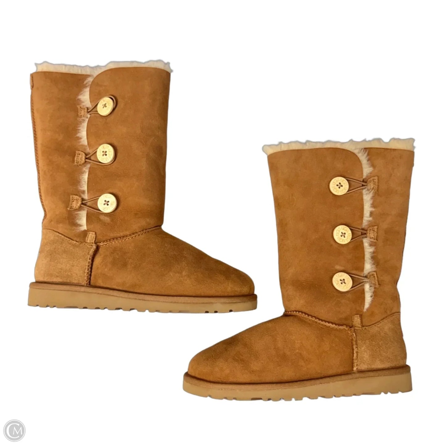 Boots Designer By Ugg In Brown & Cream, Size: 6