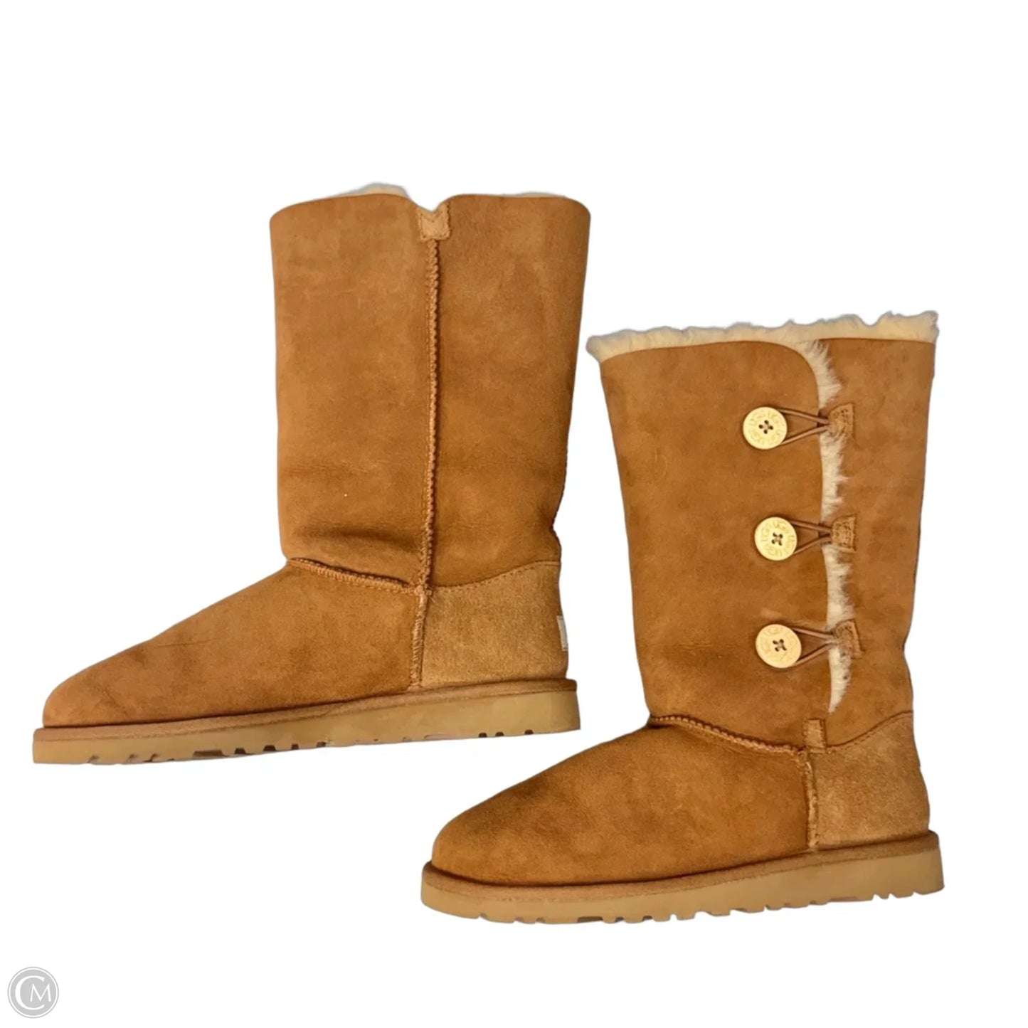 Boots Designer By Ugg In Brown & Cream, Size: 6