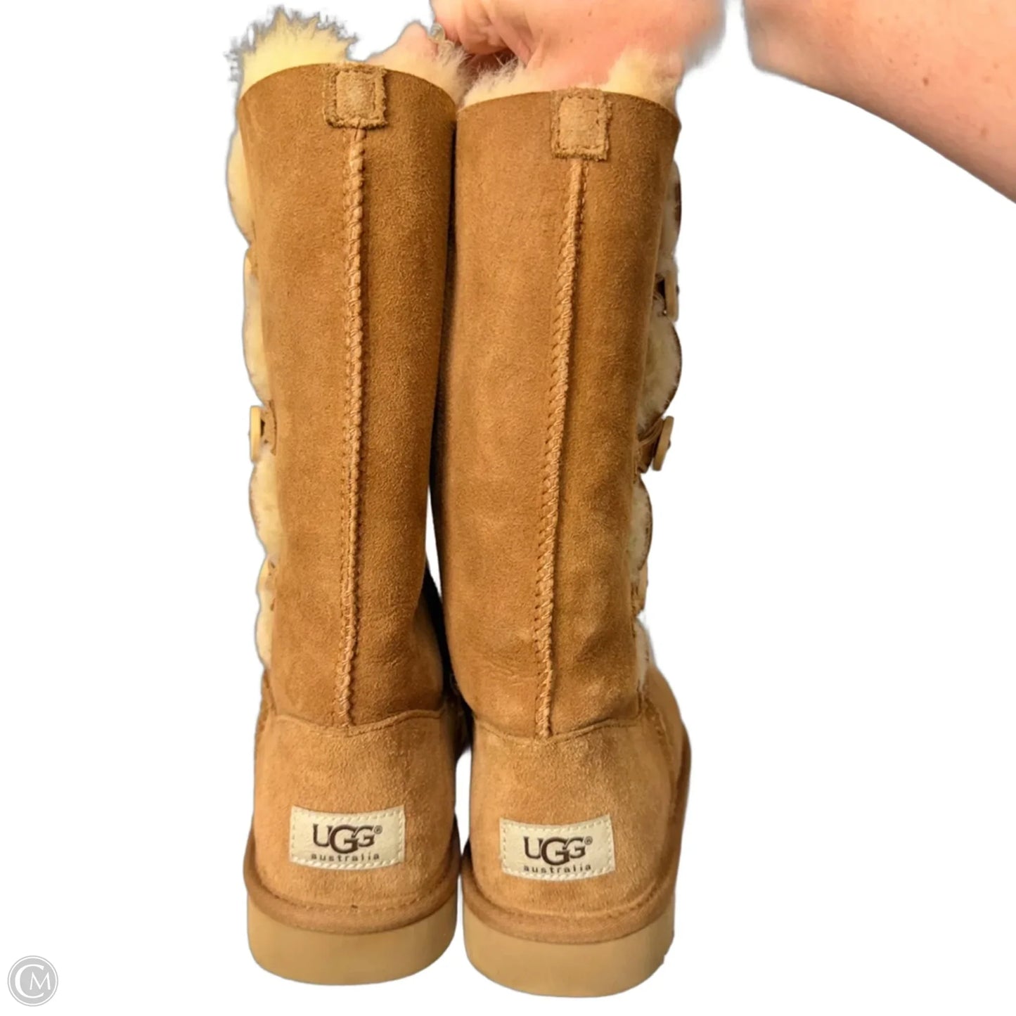 Boots Designer By Ugg In Brown & Cream, Size: 6