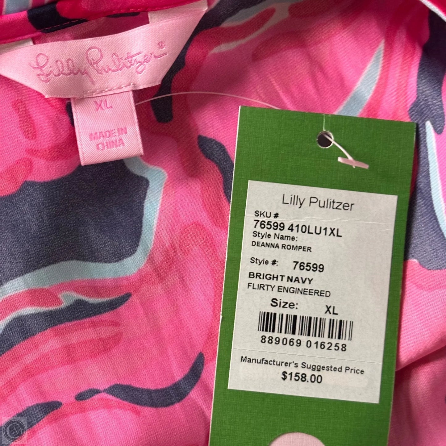 Romper Designer By Lilly Pulitzer In Blue & Pink, Size: Xl