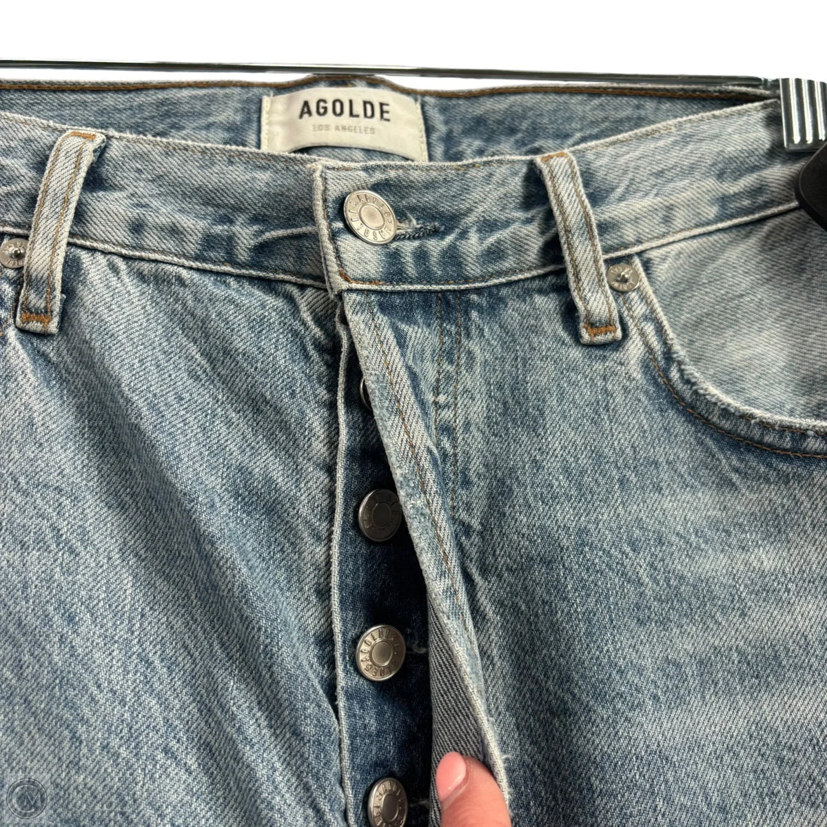 Jeans Straight By Agolde In Blue Denim, Size: 4