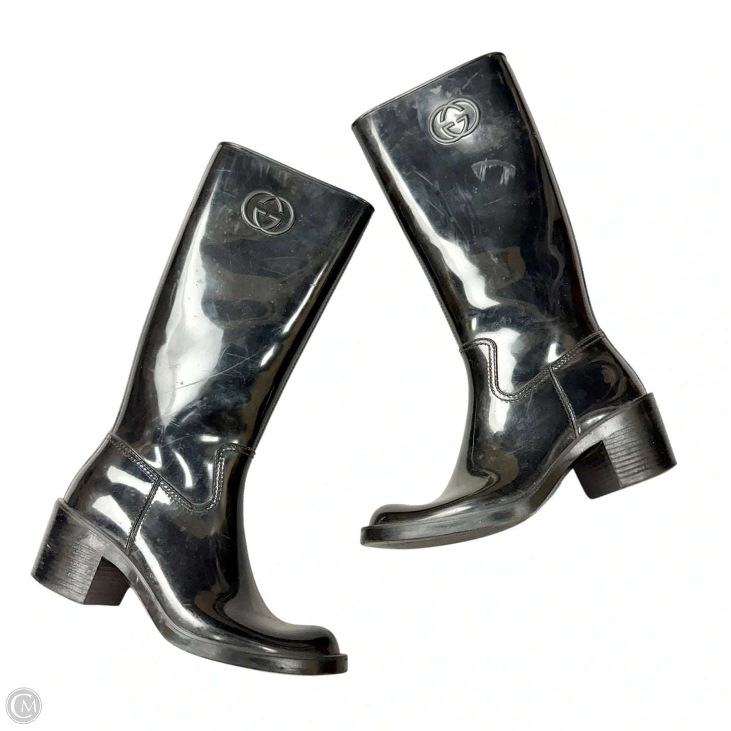 Boots Luxury Designer By Gucci In Black, Size: 7