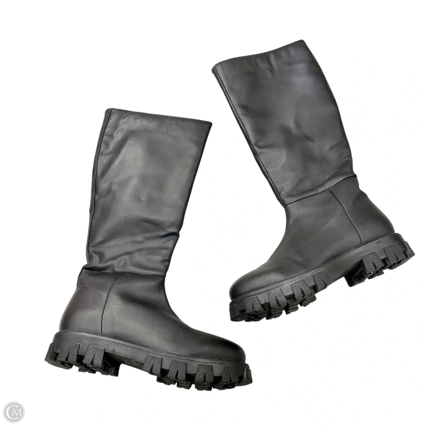 Boots Mid-calf Flats In Black, Size: 7.5
