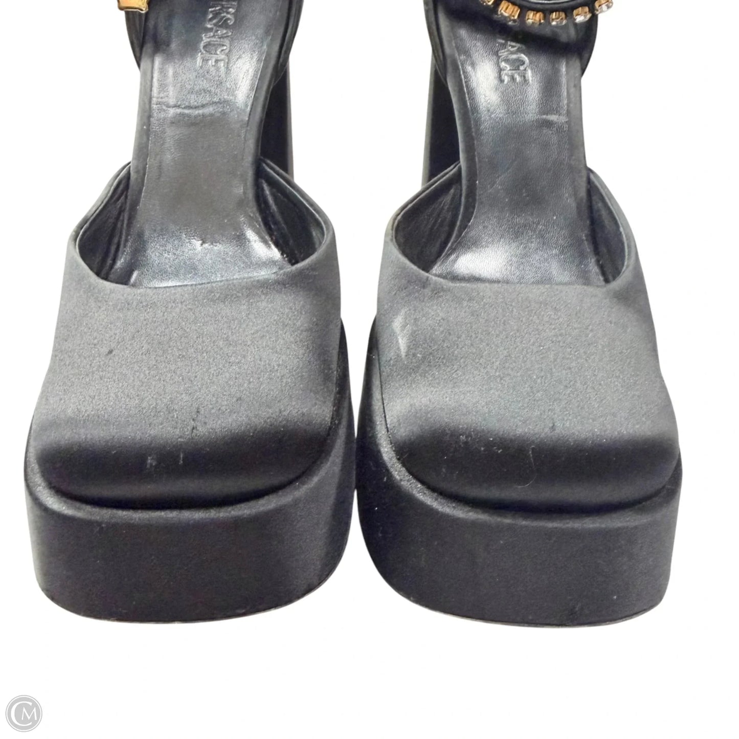Shoes Luxury Designer By Versace In Black, Size: 10.5