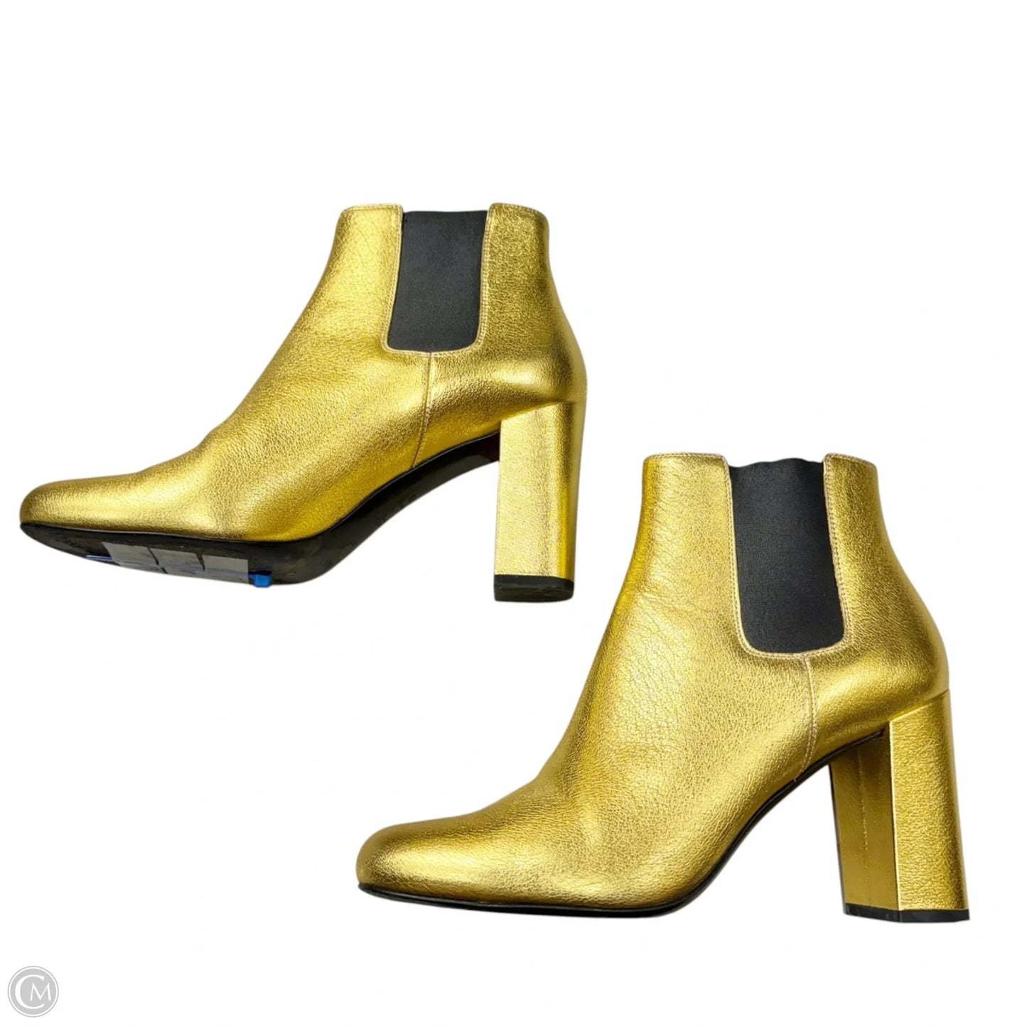 Boots Luxury Designer By Yves Saint Laurent In Gold, Size: 10.5