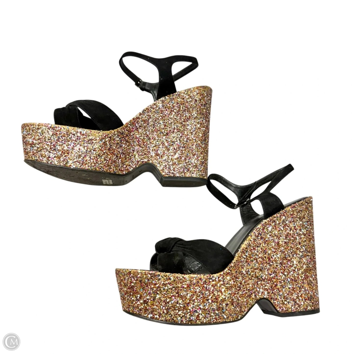 Sandals Luxury Designer By Yves Saint Laurent In Black, Size: 10.5