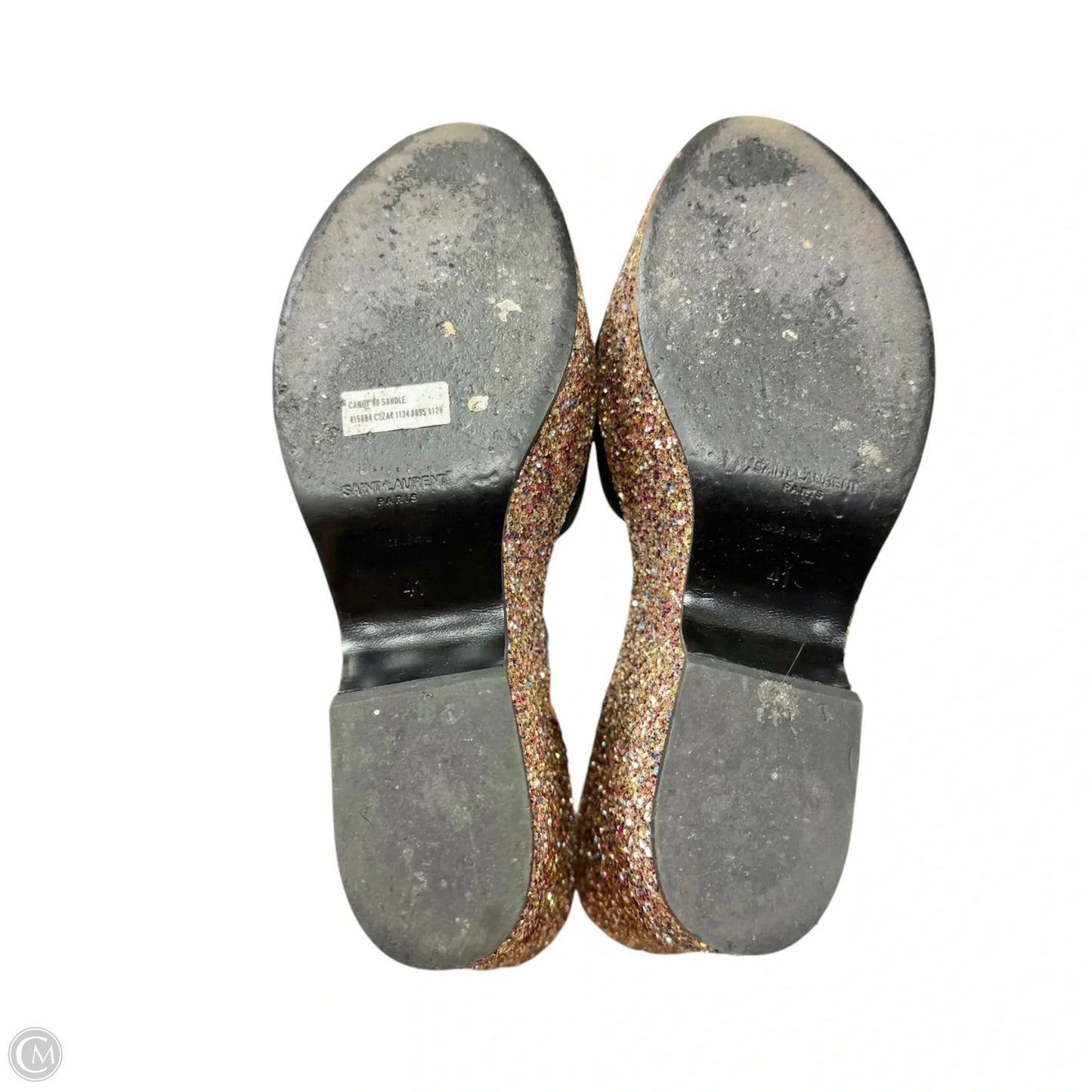 Sandals Luxury Designer By Yves Saint Laurent In Black, Size: 10.5