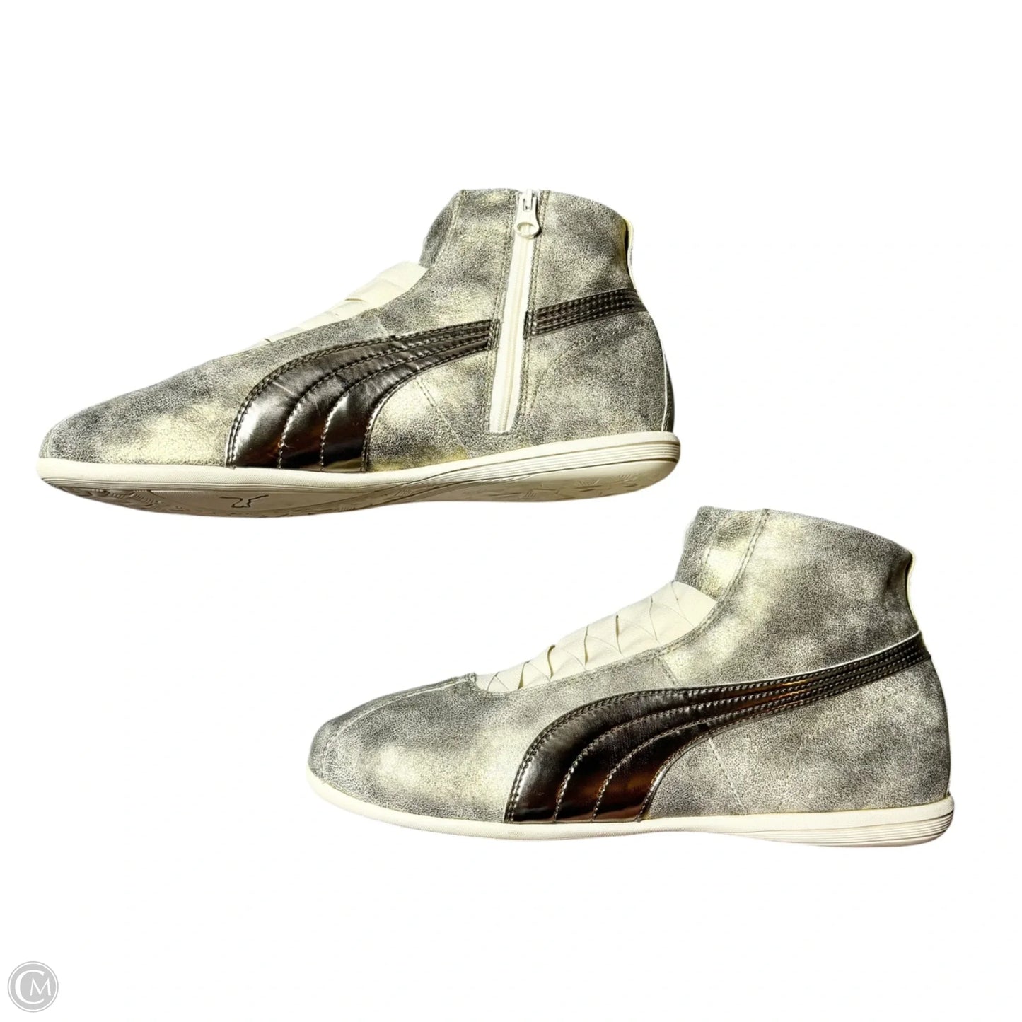 Shoes Sneakers By Puma In Gold & Silver, Size: 9
