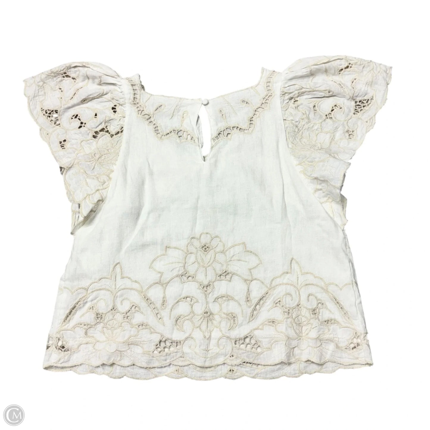 Top Short Sleeve By Anthropologie In Cream, Size: Xs