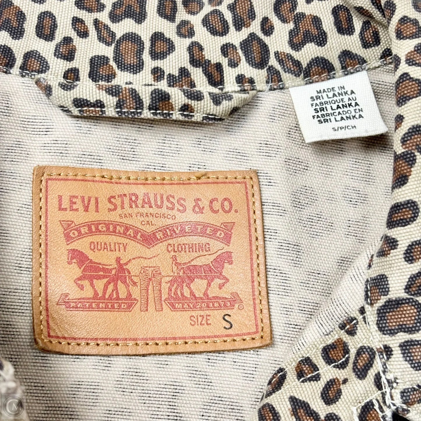 Jacket Denim By Levis In Leopard Print, Size: S