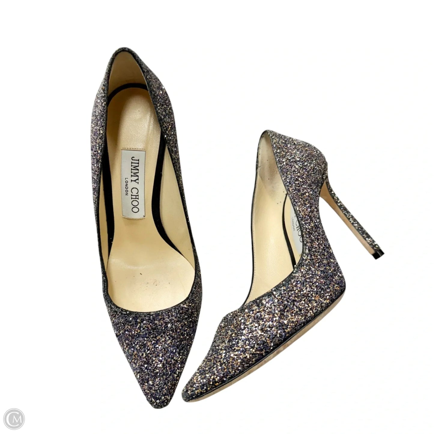 Shoes Luxury Designer By Jimmy Choo In Silver, Size: 7