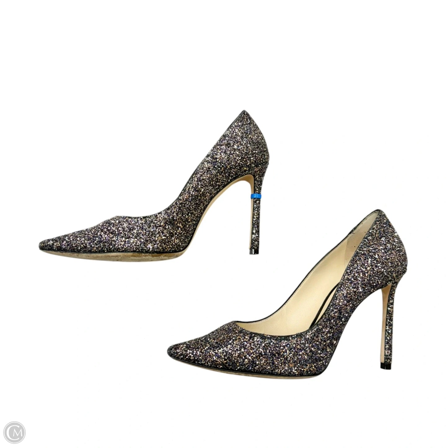 Shoes Luxury Designer By Jimmy Choo In Silver, Size: 7