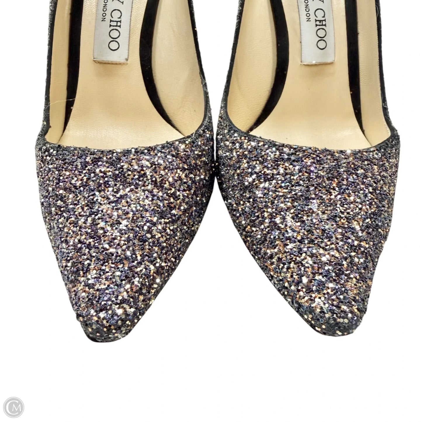 Shoes Luxury Designer By Jimmy Choo In Silver, Size: 7