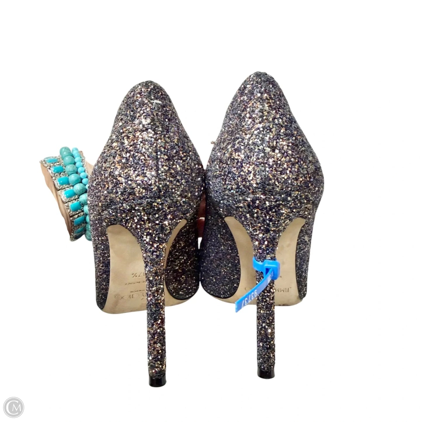 Shoes Luxury Designer By Jimmy Choo In Silver, Size: 7