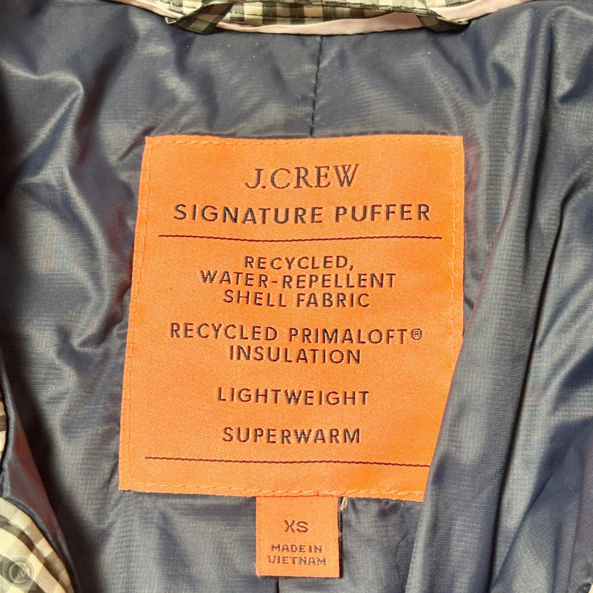 Jacket Puffer & Quilted By J. Crew In Plaid Pattern, Size: Xs