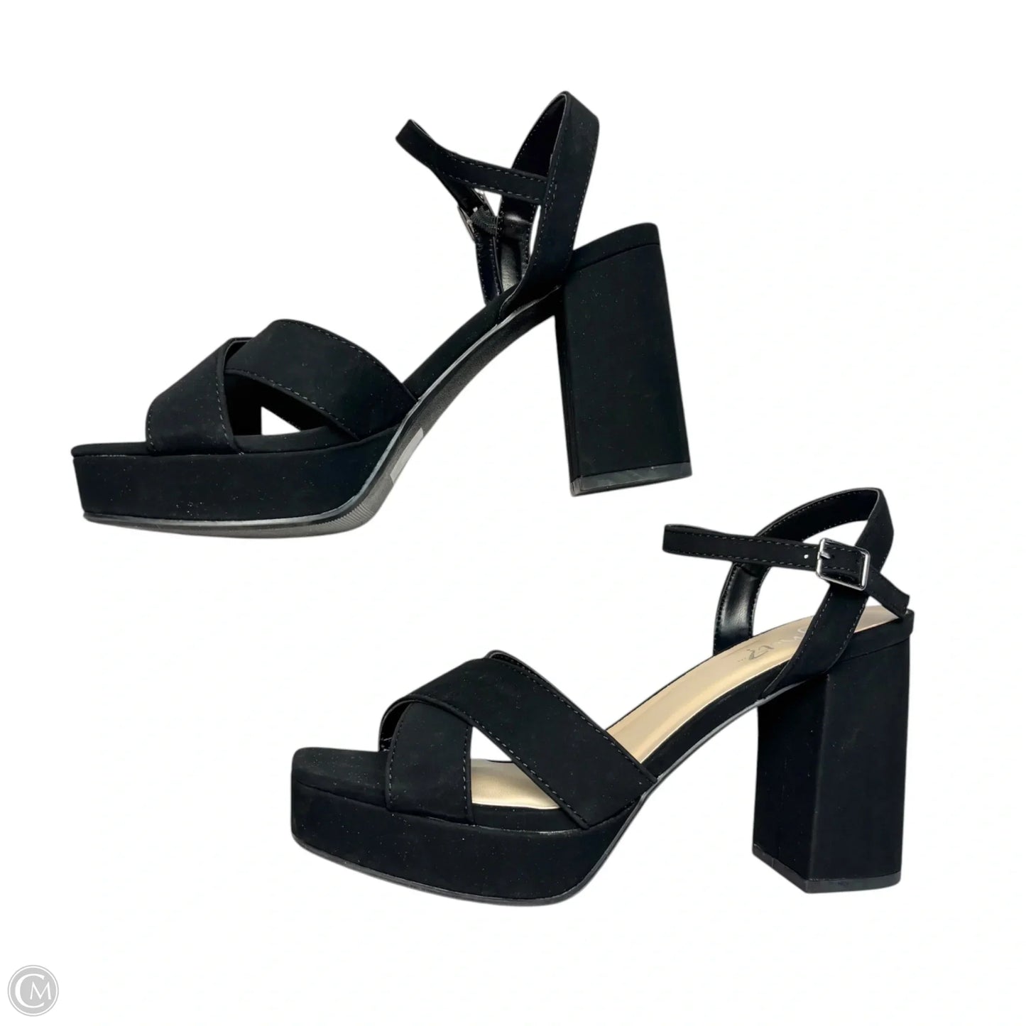 Sandals Heels Block By Y Not? In Black, Size: 7.5